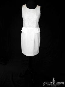 Cyrillus - Robe courte en dentelle et piqué de coton ivoire