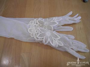 Lolita Lempicka - Gants mi longs en tulle et dentelle ivoire