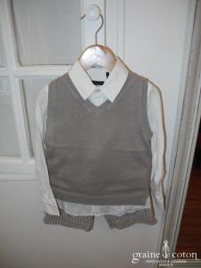 IKKS - Ensemble garçon bermuda, chemise et pull sans manche