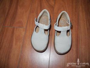 Pomme d'Api - Chaussures enfant en cuir et tissu taupe