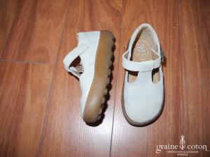 Pomme d'Api - Chaussures enfant en cuir et tissu taupe