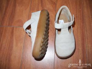 Pomme d'Api - Chaussures enfant en cuir et tissu taupe