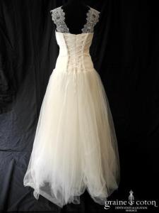 Création - Robe en tulle et dentelle ivoire clair