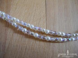 Headband en perles et ruban de satin ivoire