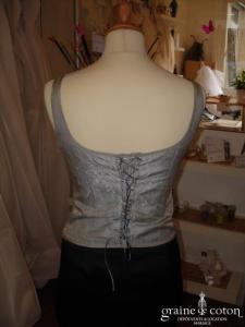 123 - Haut bustier gris et vert