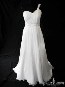 Pronuptia - Robe drapée en mousseline de soie ivoire clair