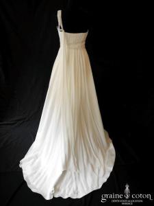 Pronuptia - Robe drapée en mousseline de soie ivoire clair