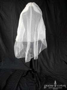 Yolan Cris - Voile mi long souple en tulle ivoire orné de cristaux Swarovski, bords bruts