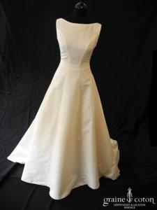 Bella - Robe encolure bateau vintage en ottoman broché