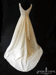 Bella - Robe encolure bateau vintage en ottoman broché