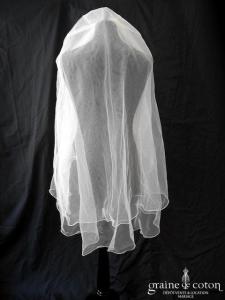 Pronuptia - Voile mi long en tulle ivoire, bords surjetés