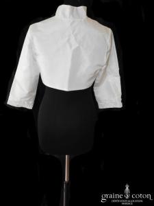 Bianco Evento - Boléro en taffetas ivoire clair, manches 3/4