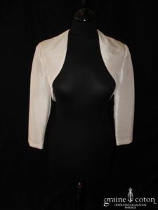 Boléro en taffetas ivoire, manches 3/4