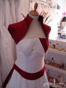 Les mariées d'Elodie - Robe 3 pièces en soie sauvage ivoire et rouge