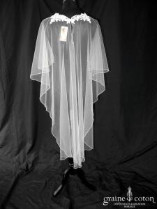 Bianco Evento - Étole / cape en tulle et dentelle ivoire clair