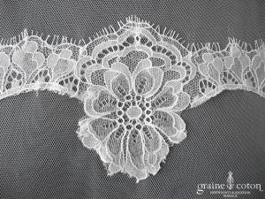 Bianco Evento - Boléro mi long en tulle en fine dentelle ivoire boutonné dans le dos