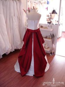 Les mariées d'Elodie - Robe 3 pièces en soie sauvage ivoire et rouge