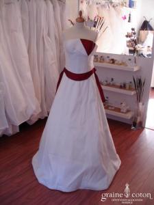 Les mariées d'Elodie - Robe 3 pièces en soie sauvage ivoire et rouge