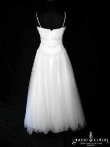 Création - Robe coeur drapée de tulle blanc et dentelle