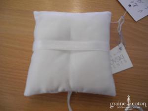 Bianco Evento - Mini coussin d'alliances en satin ivoire avec strass Swarovski au centre