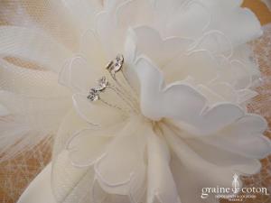 Bianco Evento - Bibi / coiffe / voilette / chapeau fleur en tissu sisal et strass