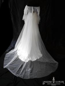 Pronuptia - Robe empire en tulle drapé et satin fluide avec manches