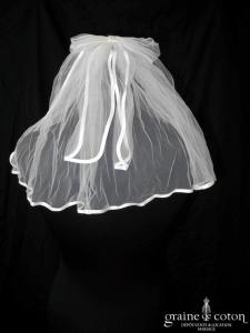 Mini voile en tulle ivoire bordé d'un biais de satin