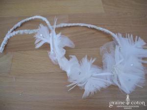Headband en plumes, tulle et organza