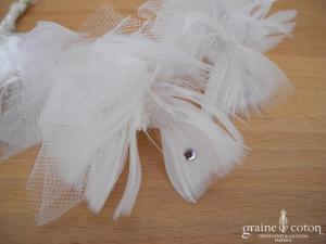 Headband en plumes, tulle et organza