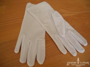 Gants courts blanc en satin blanc