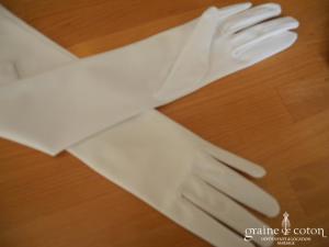 Gants longs blanc en satin stretch