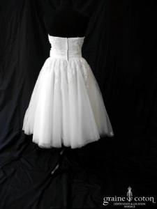 Pronuptia - Robe mi longue en tulle et dentelle ivoire