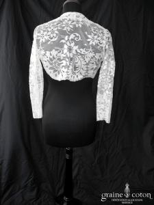 Maria Guardiola - Boléro en dentelle ivoire à manches mi longues