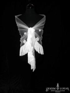 Pronuptia - Étole en tulle et guipure de dentelle façon châle ivoire