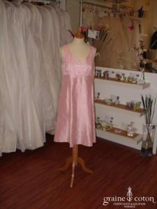 Antonelle - Ensemble tailleur rose en soie sauvage