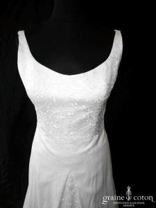 Béatrice Créations - Robe en soie sauvage brochée ivoire