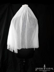 Suzanne Ermann - Voile court en tulle plumetis ivoire