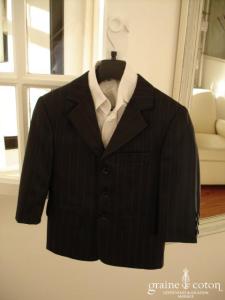 Costume garçon bleu marine rayé rose