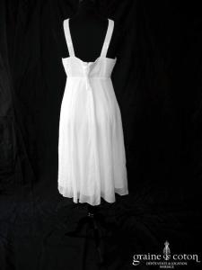 123 - Robe courte empire en mousseline de soie ivoire clair