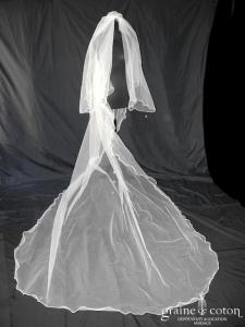 Catherine Varnier - Voile long de 3 mètres en tulle ivoire