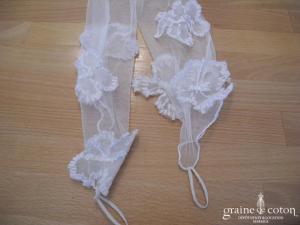 Linea Raffaëlli - Mitaines mi longues en dentelle ivoire clair