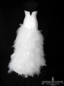 Fan de soie - Création drapée en doupion de soie et mouchoirs de tulle ivoire