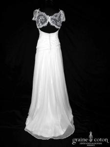 Création - Robe bohème fluide en mousseline de soie et dentelle ivoire