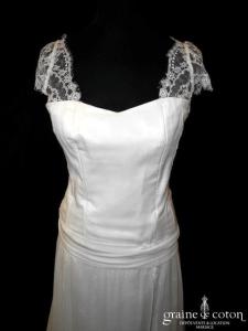 Création - Robe bohème fluide en mousseline de soie et dentelle ivoire