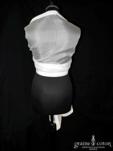 Cymbeline - Étole en organza de soie ivoire bordé d'un large biais