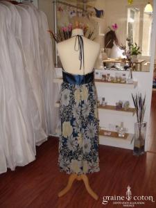 Alain Manoukian - Robe légère mi-longue ivoire et bleu pétrole