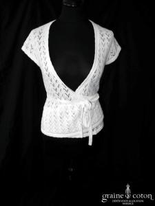 Cache coeur boléro tricoté ivoire