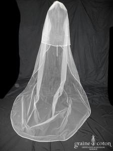 Bianco Evento - Voile double long de 300 cm en tulle ivoire bordé de satin
