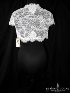 Bianco Evento - Boléro manches courtes en fine dentelle blanche