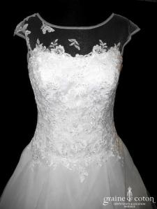 Miss Kelly - Robe taille basse en organza et dentelle ivoire